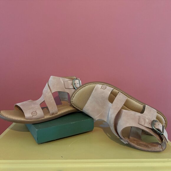 Born Womens Size 7 Marlowe Light Brown Full Grain Leather Gladiator Flat Sandals - Picture 5 of 6